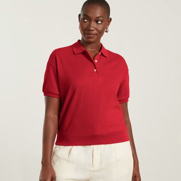 Everlane The Oversized Polo Red Size Small NWT $55 MSRP - Picture 1 of 8